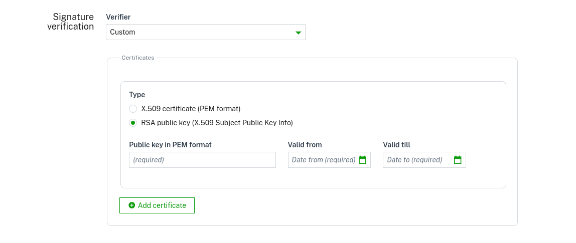 Signature verification Custom