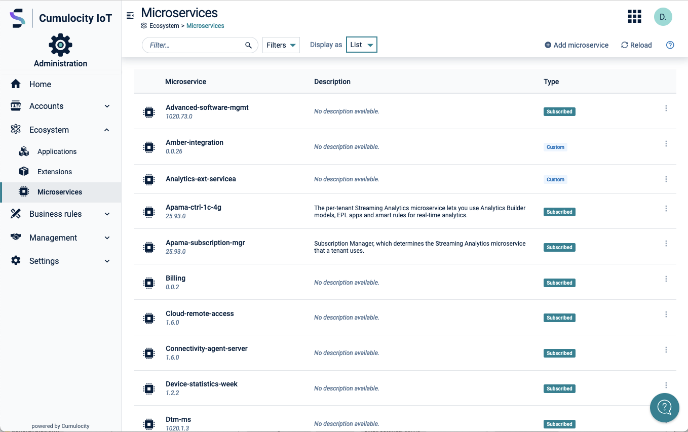 Simplified microservices management